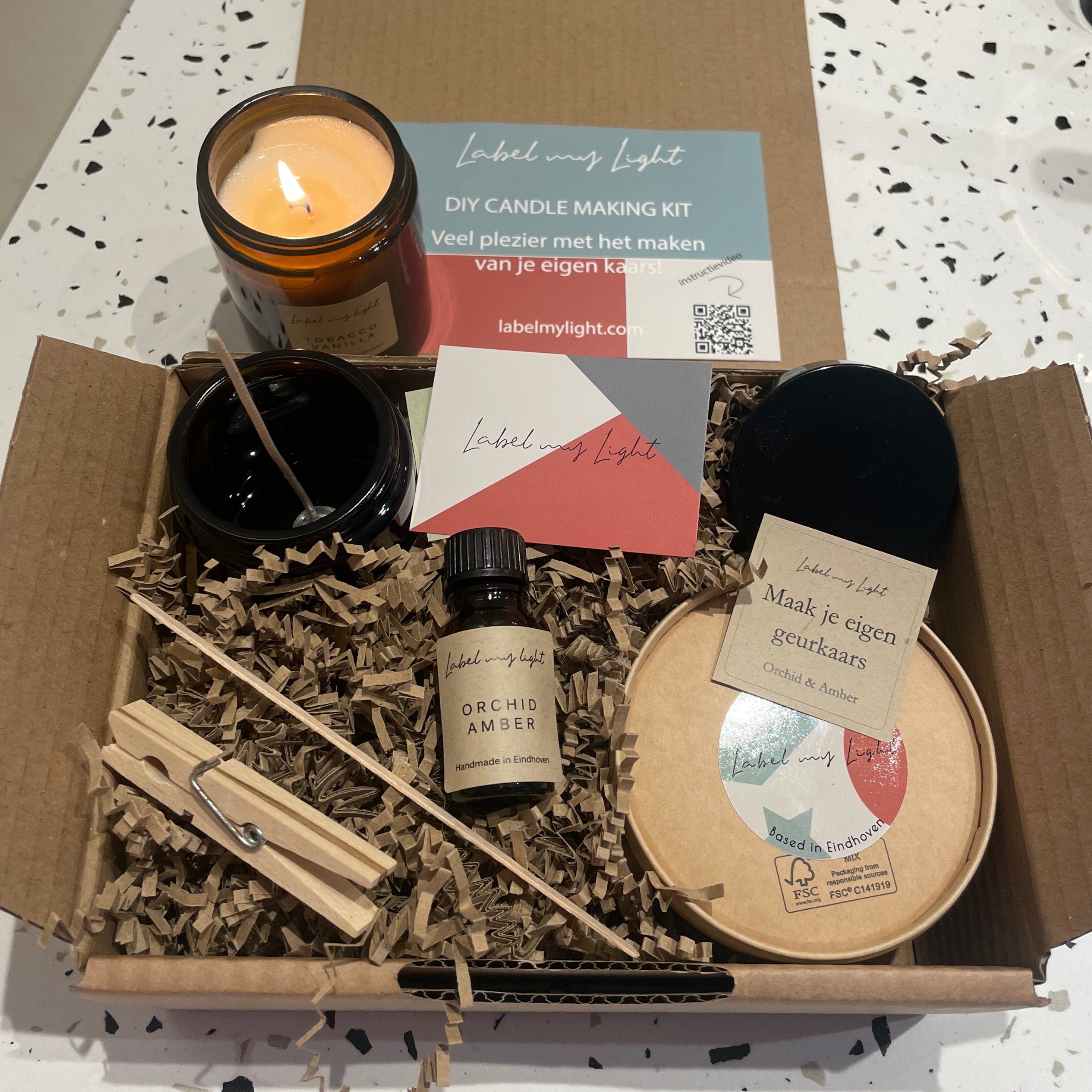 Soy Candle Making Kit to Make 2 DIY Scented Amber Glass Jar Candles 