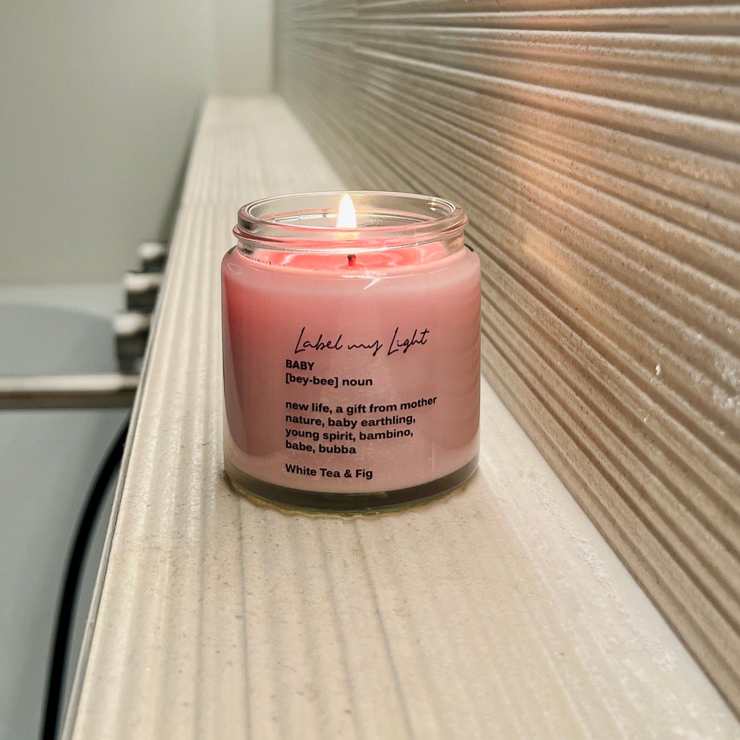 Scented candle with own text - pink
