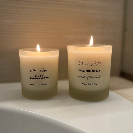 Scented candle with your own text - Frosted white