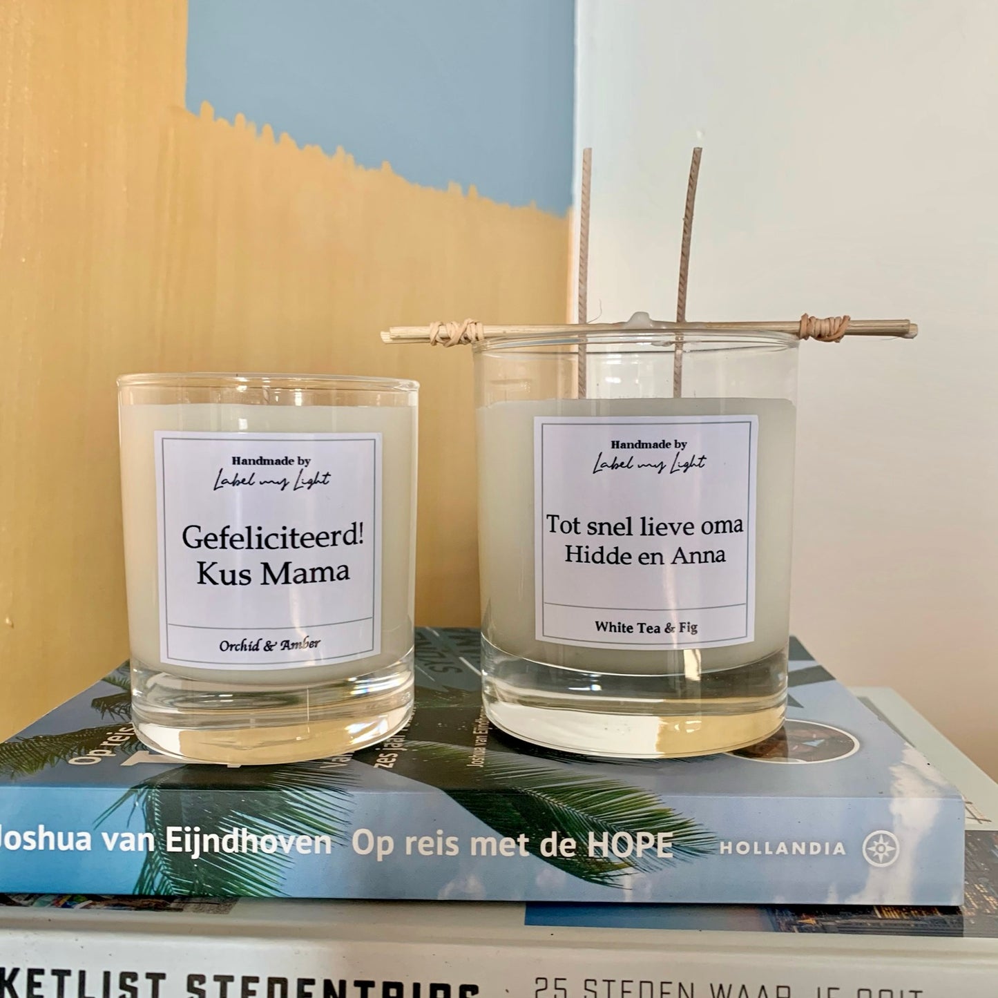 Scented candle with your own text
