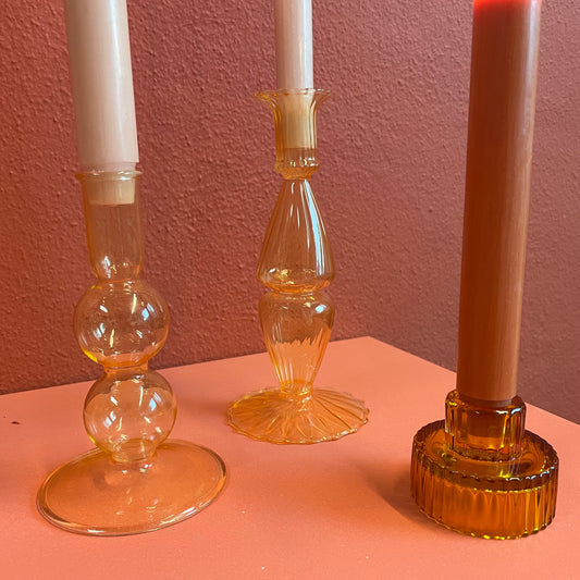 Glass candlesticks orange