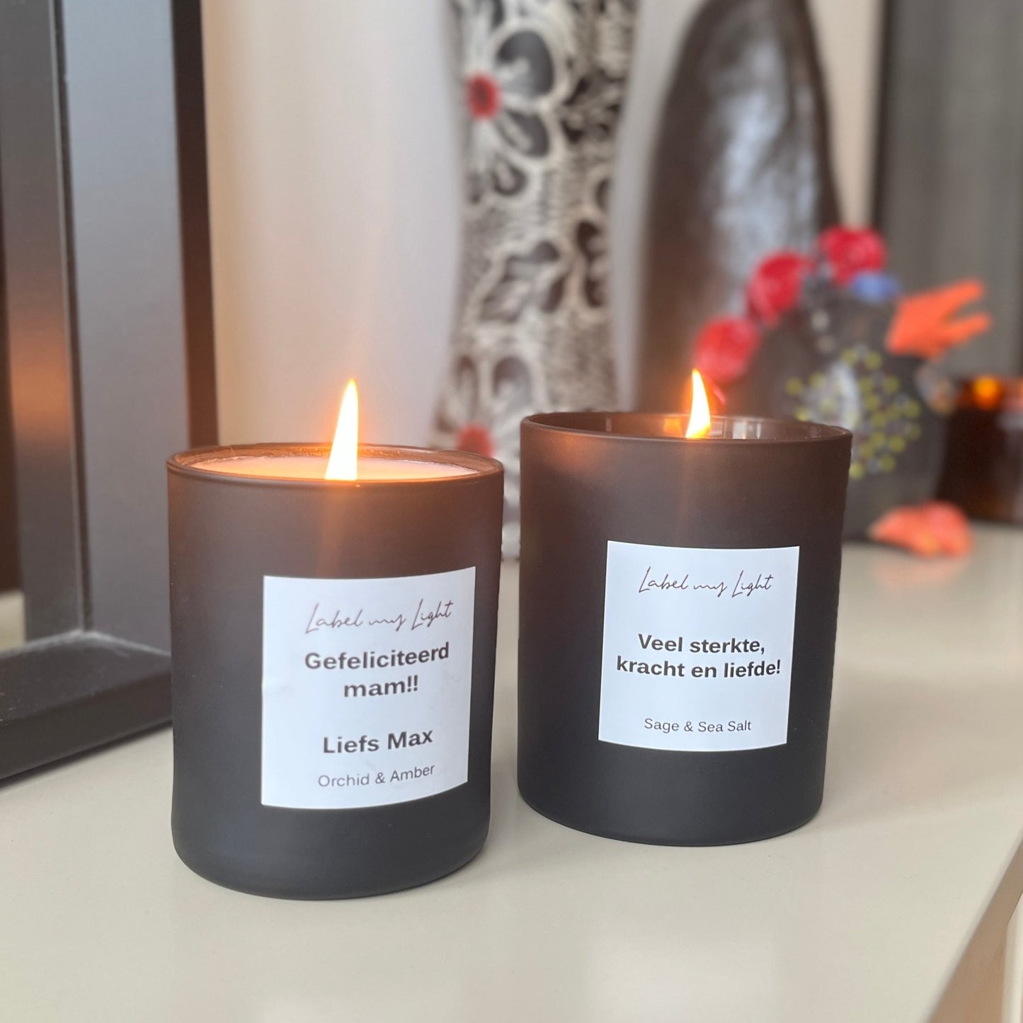 Scented candle with your own text - Frosted black